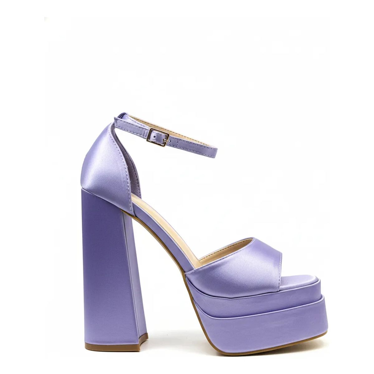 BOVINITA - Tacon Plataforma Lila Mujer Taco Alto Fiesta Elegante Satín