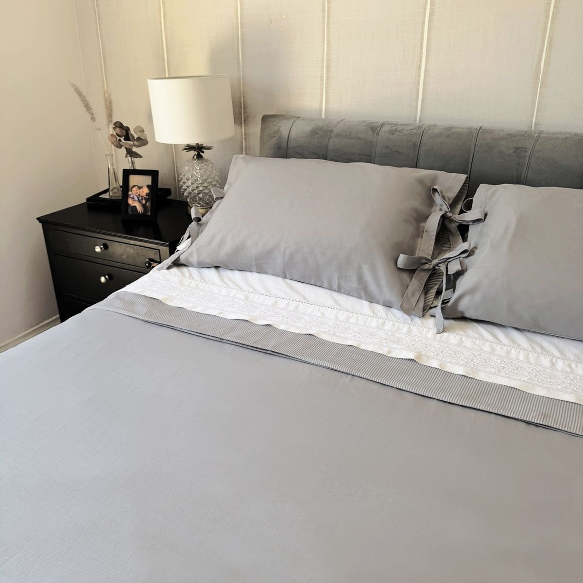 NINA HERRERA - Cubreplumón Básico Reversible Piqué Gris 2 Plazas