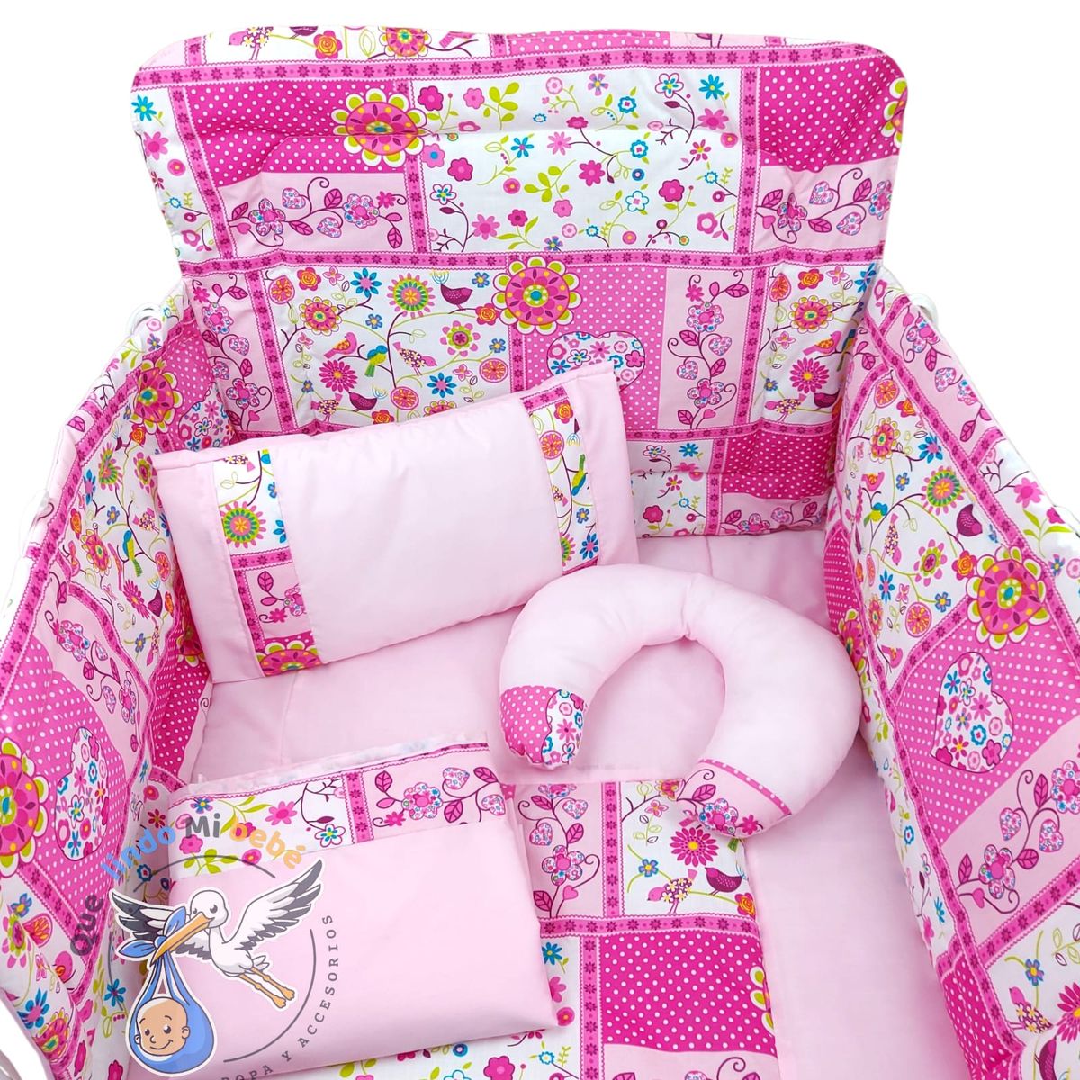 GENERICO - Set para Cuna Estándar Rosado Floreado