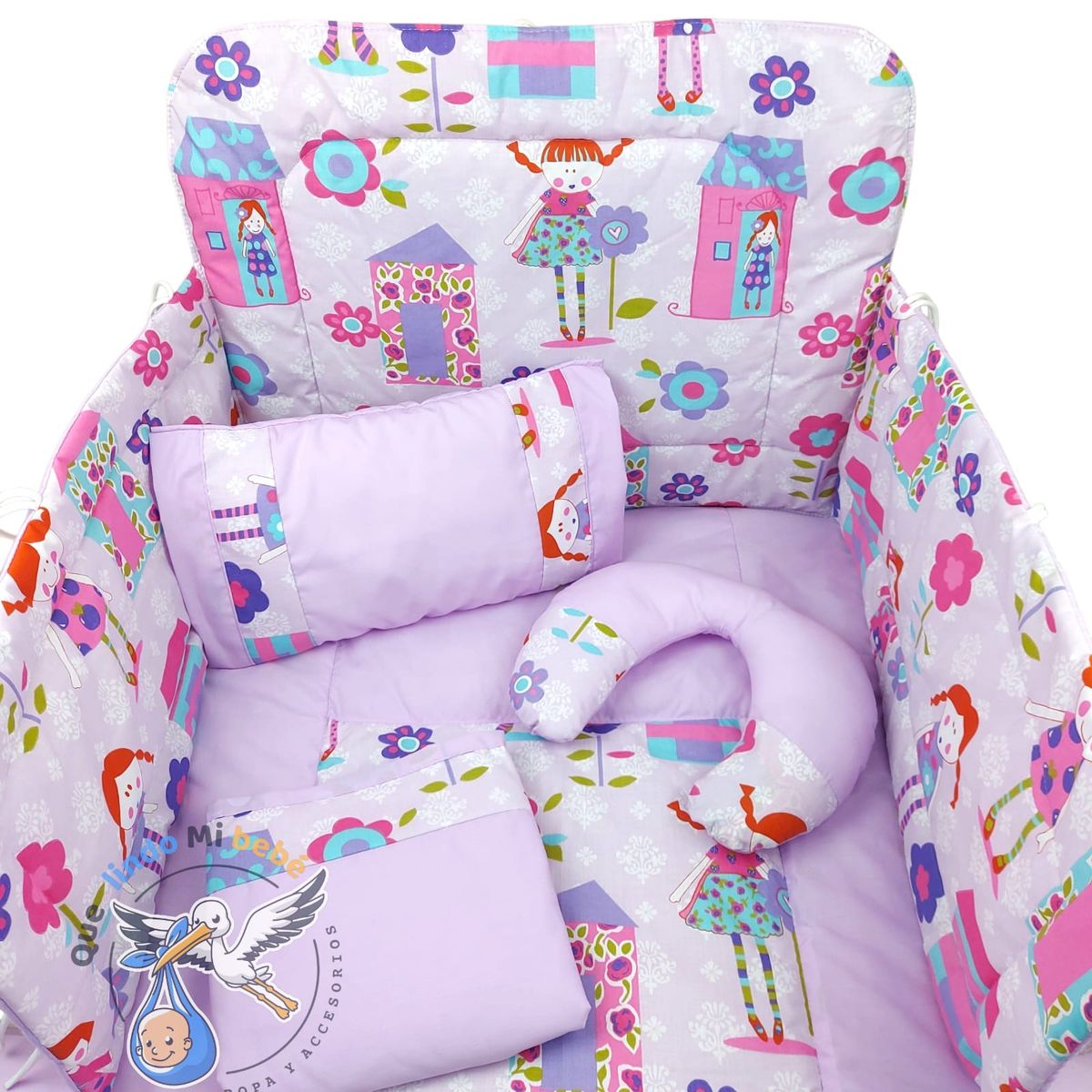 GENERICO - Set para Cuna Estándar Lila Muñequita