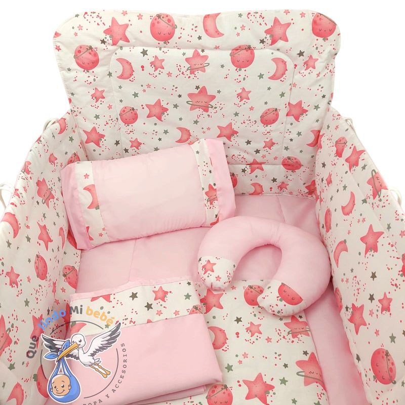 GENERICO - Set para Cuna Estándar Rosado Universo