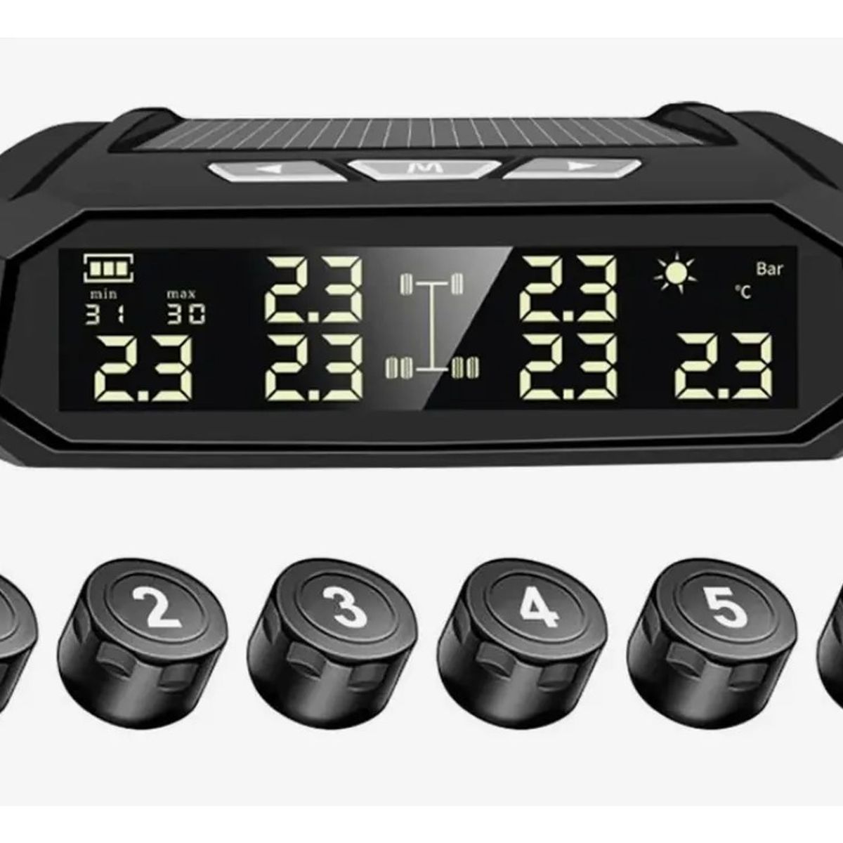 GENERICO - Sensor Solar Presión Neumáticos De Auto 6 Sensores