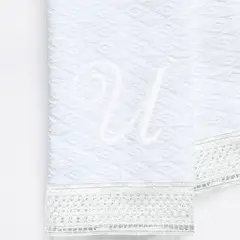 NINA HERRERA - Toalla de Visita Piqué Rombos Letra U Blanco