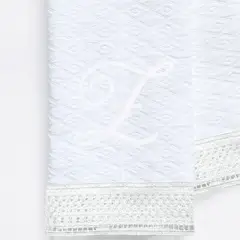 NINA HERRERA - Toalla de Visita Piqué Rombos Letra Z Blanco