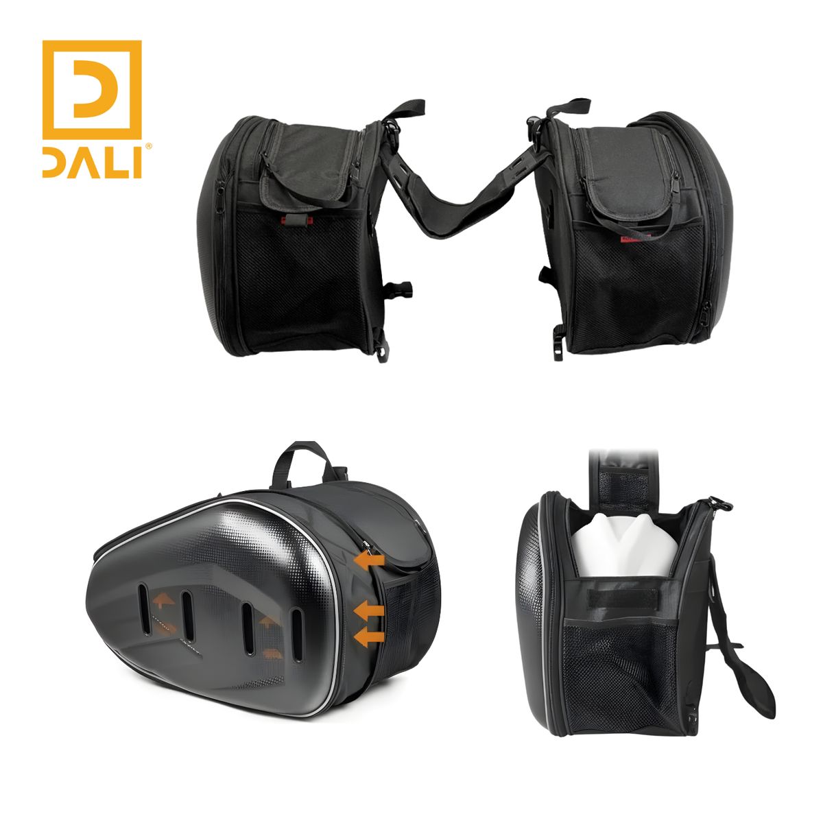 DALI - Alforjas Dobles para Moto RBB010  Expandibles 1829L cu Impermeables Fibra de CarbonoOxford Set Completo