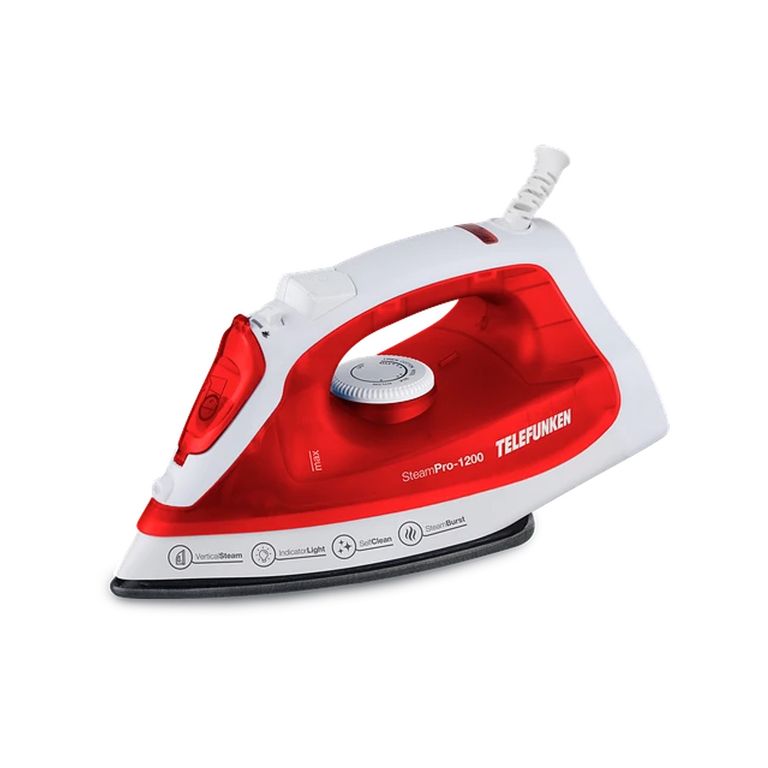 TELEFUNKEN Plancha a Vapor Clásica SteamPro 1200w Roja