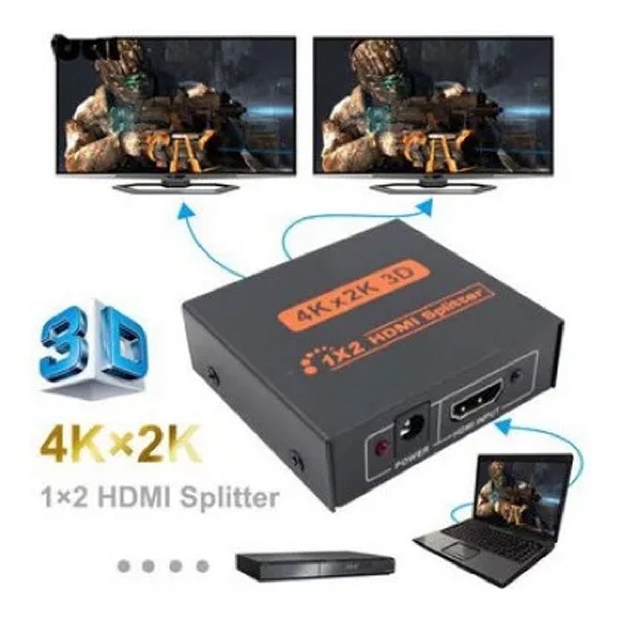 GENERICO - Splitter HDMI Repetidor Replicador Conecta 2 TV o Pantallas