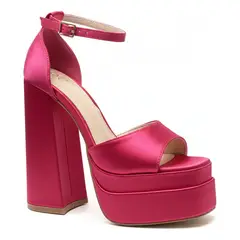 BOVINITA - Tacon Sandalia Fucsia Mujer Taco Alto Plataforma Fiesta