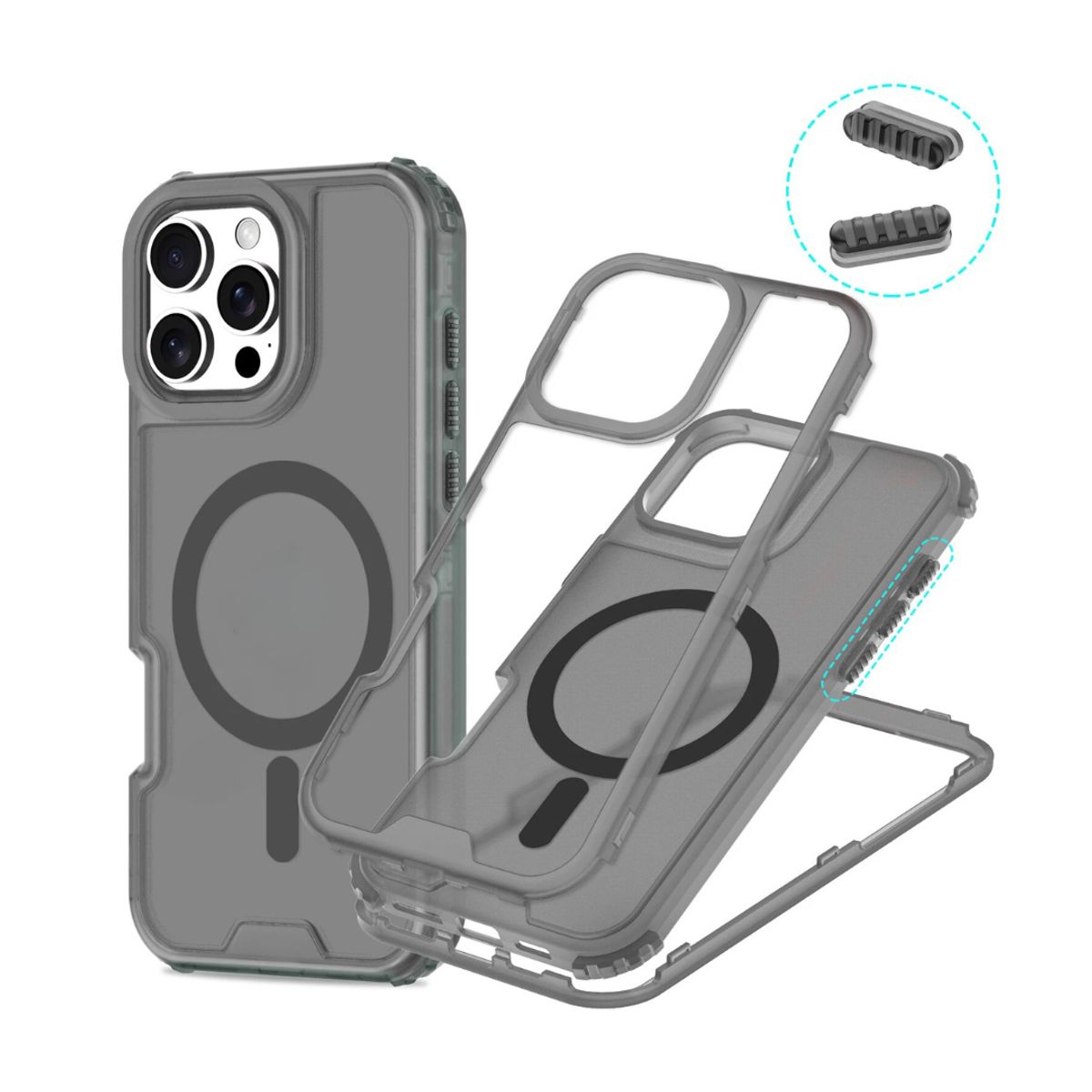GENERICO - Carcasa Mate Para iPhone 12 / 12 Pro Funda Magnética 360 - Negro