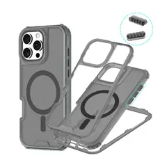 GENERICO - Carcasa Mate Para iPhone 12 / 12 Pro Funda Magnética 360 - Negro