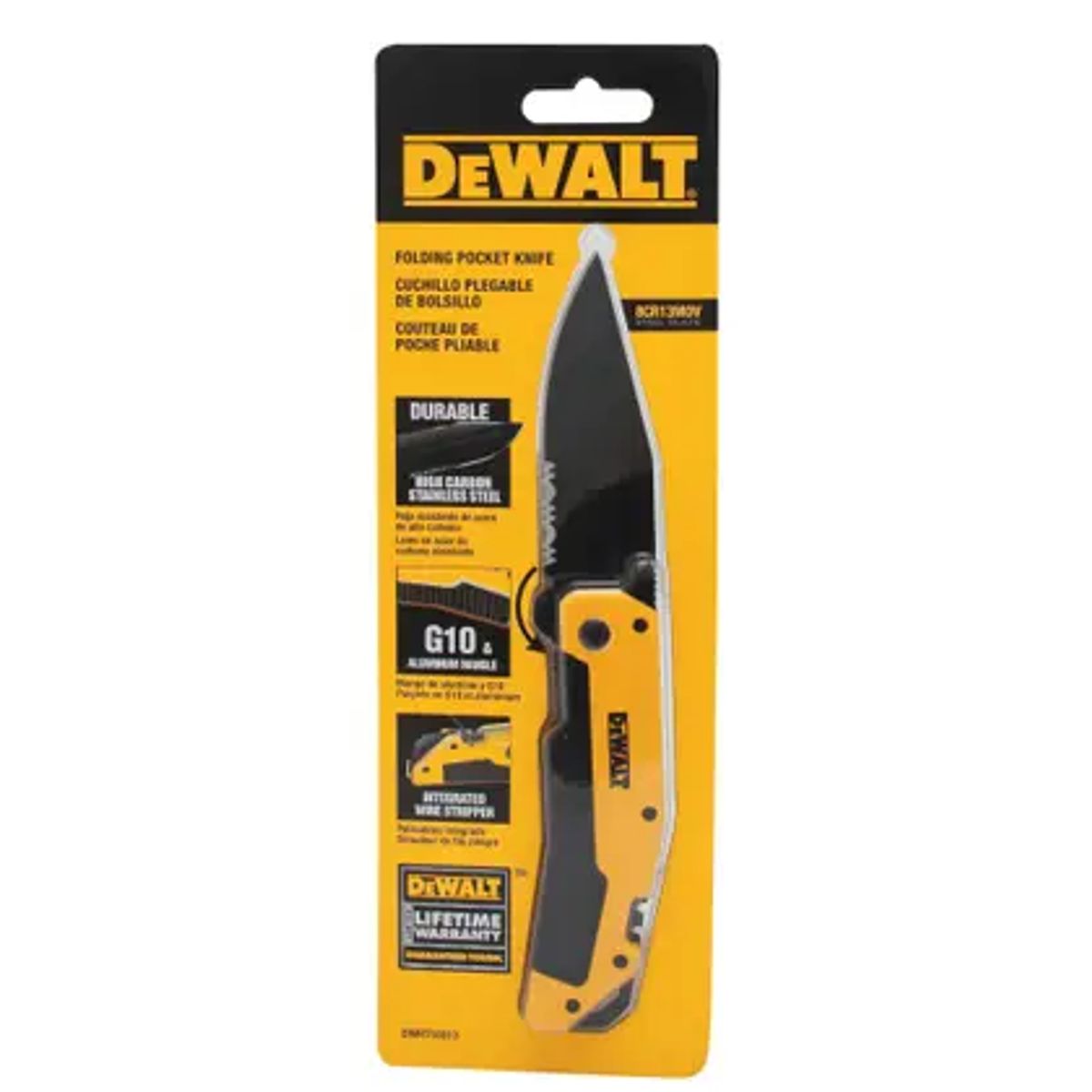 DEWALT - CUCHILLO DE BOLSILLO PLEGABLE PREMIUM MANGO AMARILLO DEWALT DWHT10313