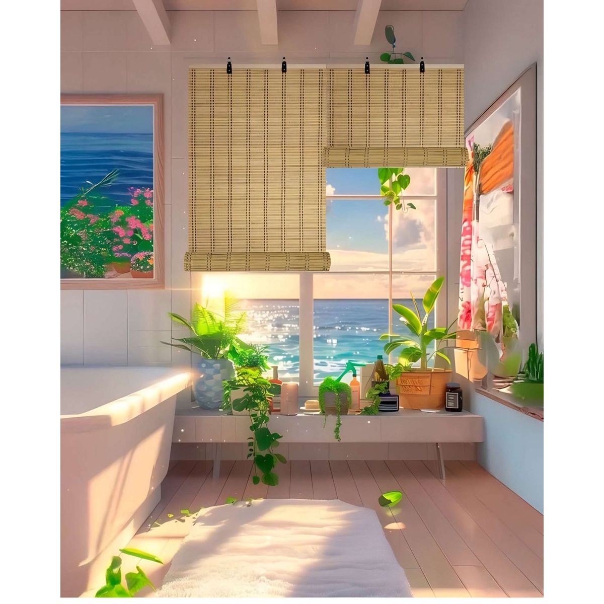 GENERICO - CORTINA ROLLER BAMBU 150X180 ESTERILLA ENROLLABLE