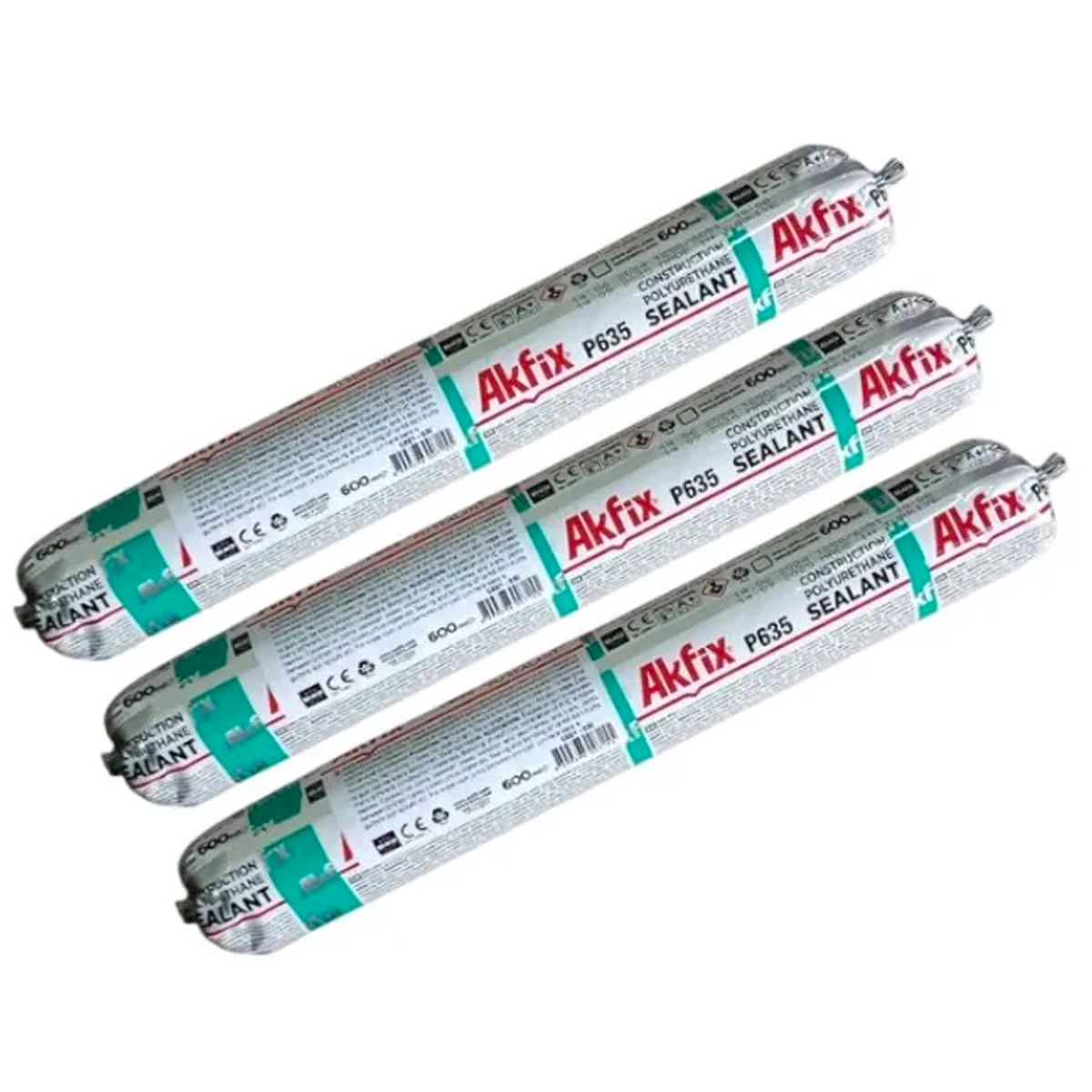 AKFIX - Pack x3 Silicona Pate Estructural Sello Poliuretano P635 600ml Akfix BLANCO