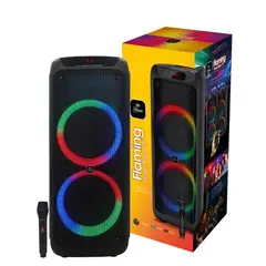 MLAB - Parlante Karaoke Flaming Power Bass 10″ Black Bluetooth Radio Micrófono Inalámbrico Potencia Maxima