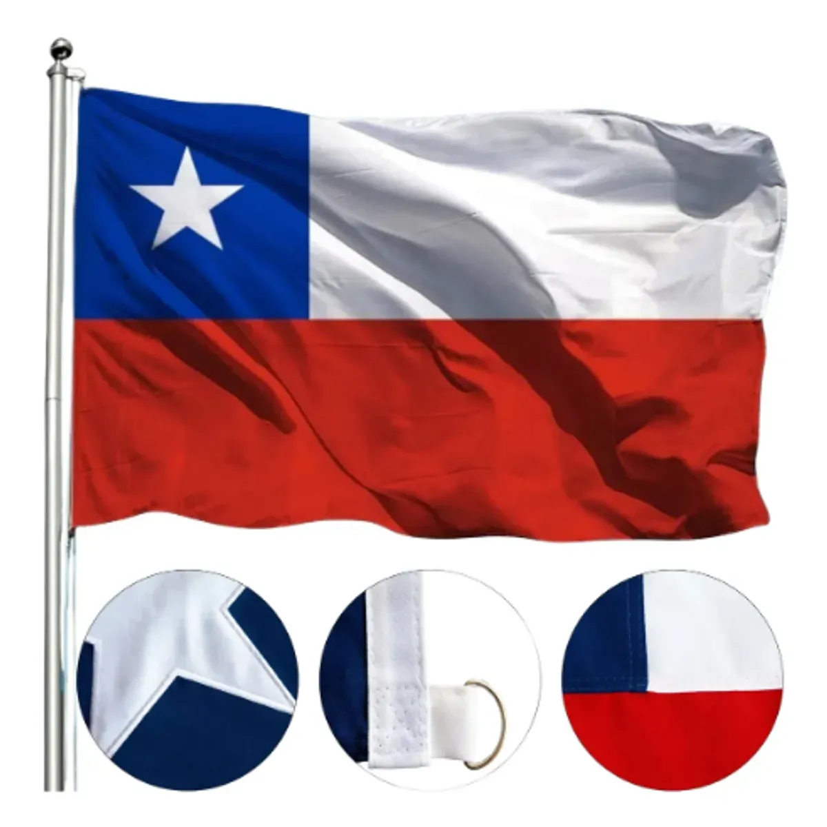 GENERICO - Pack 2 Bandera Chilena Bordada Reforzada 90x60 Cm Tricolor Agregar a favoritos