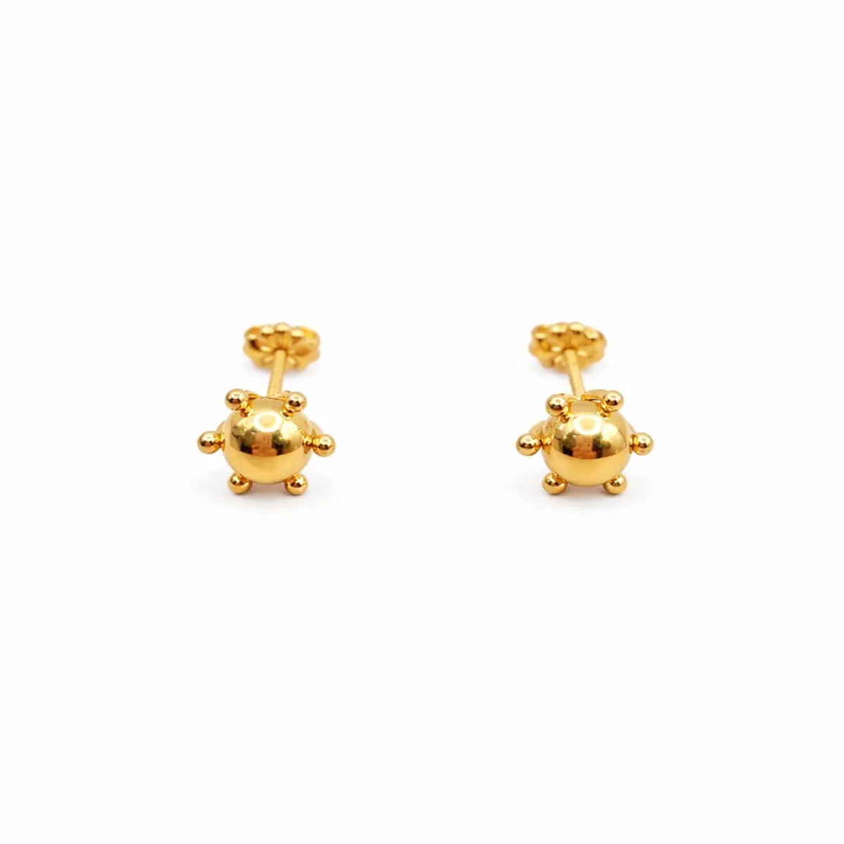 JIREH JOYAS - Aros Bolita Pistilo 4mm Nº1 Oro 18K Atornillados 0.90gr Mujer Niña Hipoalergénicos
