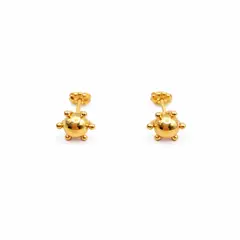 JIREH JOYAS - Aros Bolita Pistilo 4mm Nº1 Oro 18K Atornillados 0.90gr Mujer Niña Hipoalergénicos