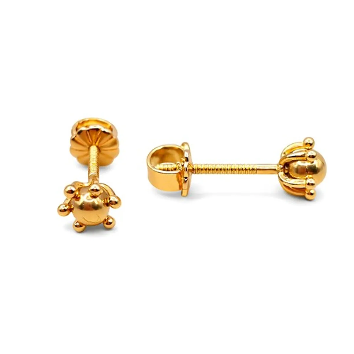 JIREH JOYAS - Aros Bolita Pistilo 4mm Nº1 Oro 18K Atornillados 0.90gr Mujer Niña Hipoalergénicos