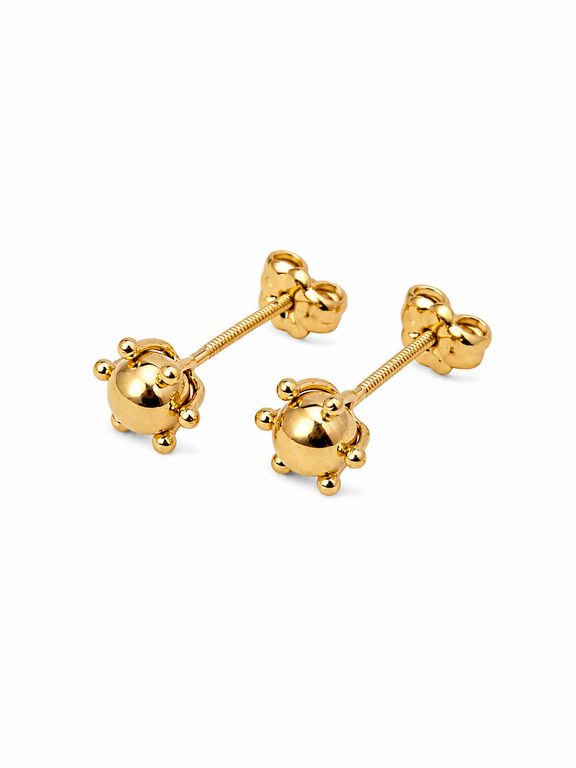 Aros Bolita Pistilo 6mm No3 Oro 18K Atornillados 1.50gr Mujer Hipoalergenicos