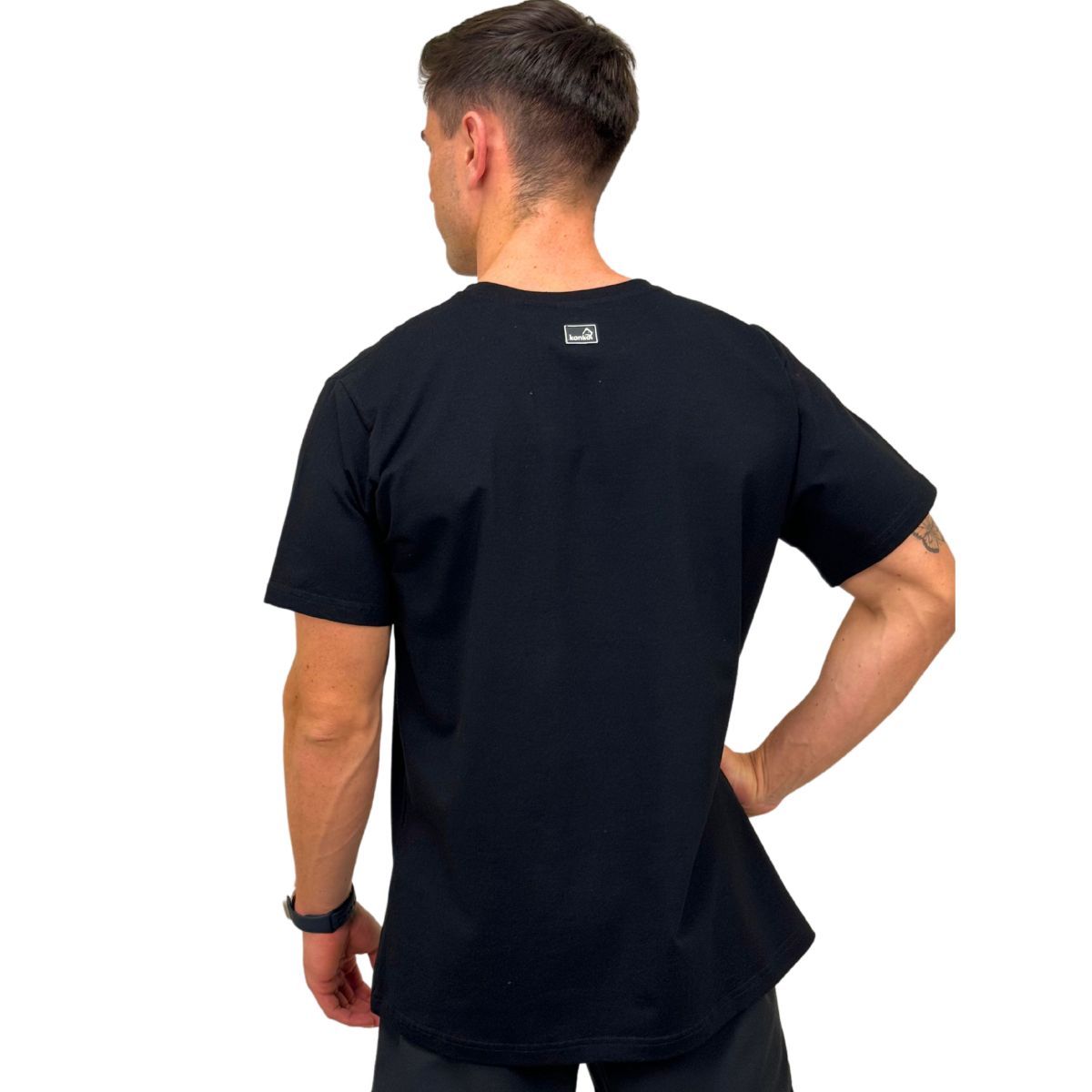 KONKO ACTIVE - Polera Perfect lisa manga corta negra algodón hombre Konko