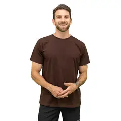 KONKO ACTIVE - Polera Perfect lisa manga corta cafe algodón hombre Konko