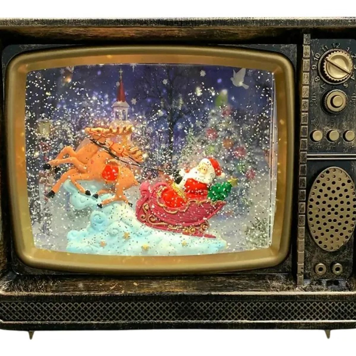 MOVI - Televisión Vintage con Música y Luz LED Navideña