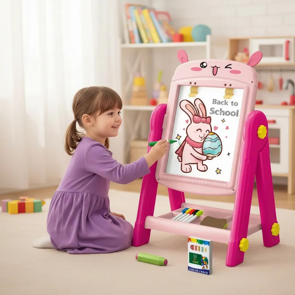 GENERICO - Pizarra Magnética Infantil Para Niños 24pcs Rosado