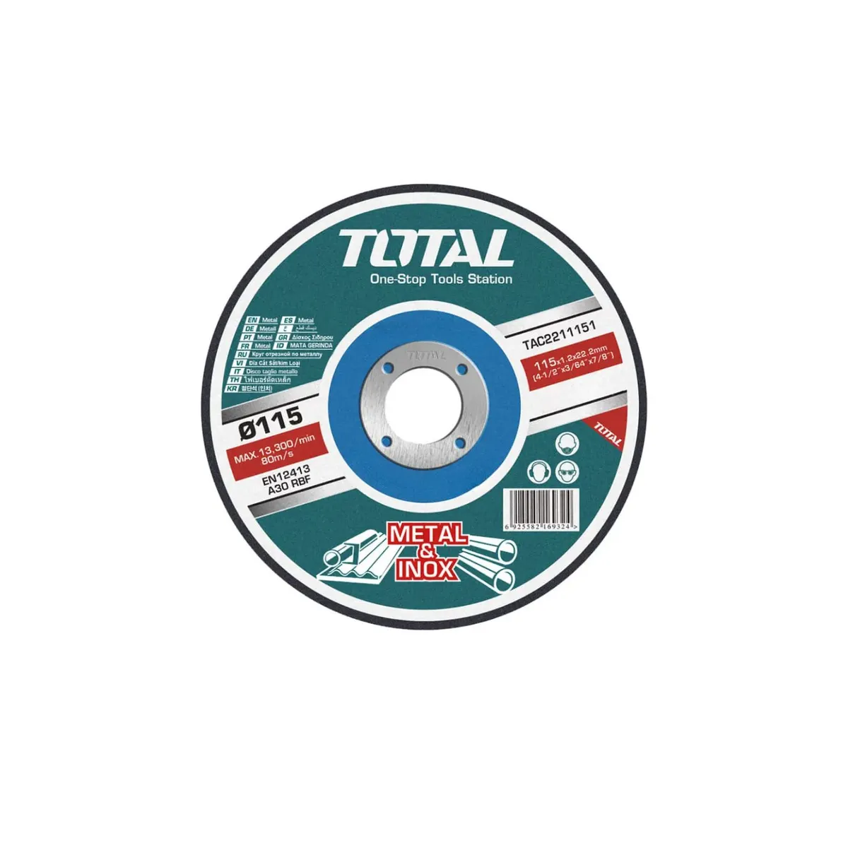 TOTAL - Disco Abrasivo De Corte Para Metal 115 Mm Total Tac2211151