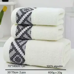 GENERICO - Set 3 Toallas de baño - Cuerpo y Manos 100% algodón