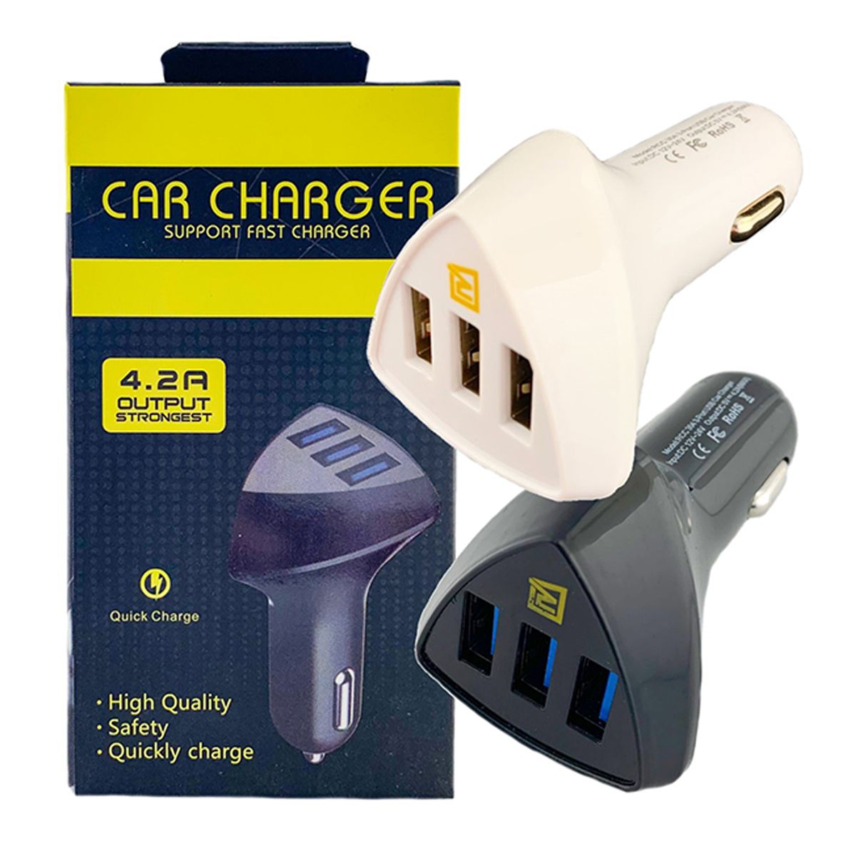 BELKRA - Cargador Para Auto 3 Usb Carga Rapida Pack X 2