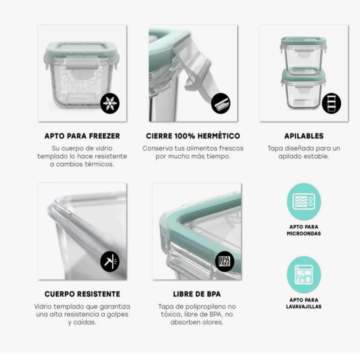 ALLEGRA - Set 8 Mini Taper para Alimentos Allegra 210 ML