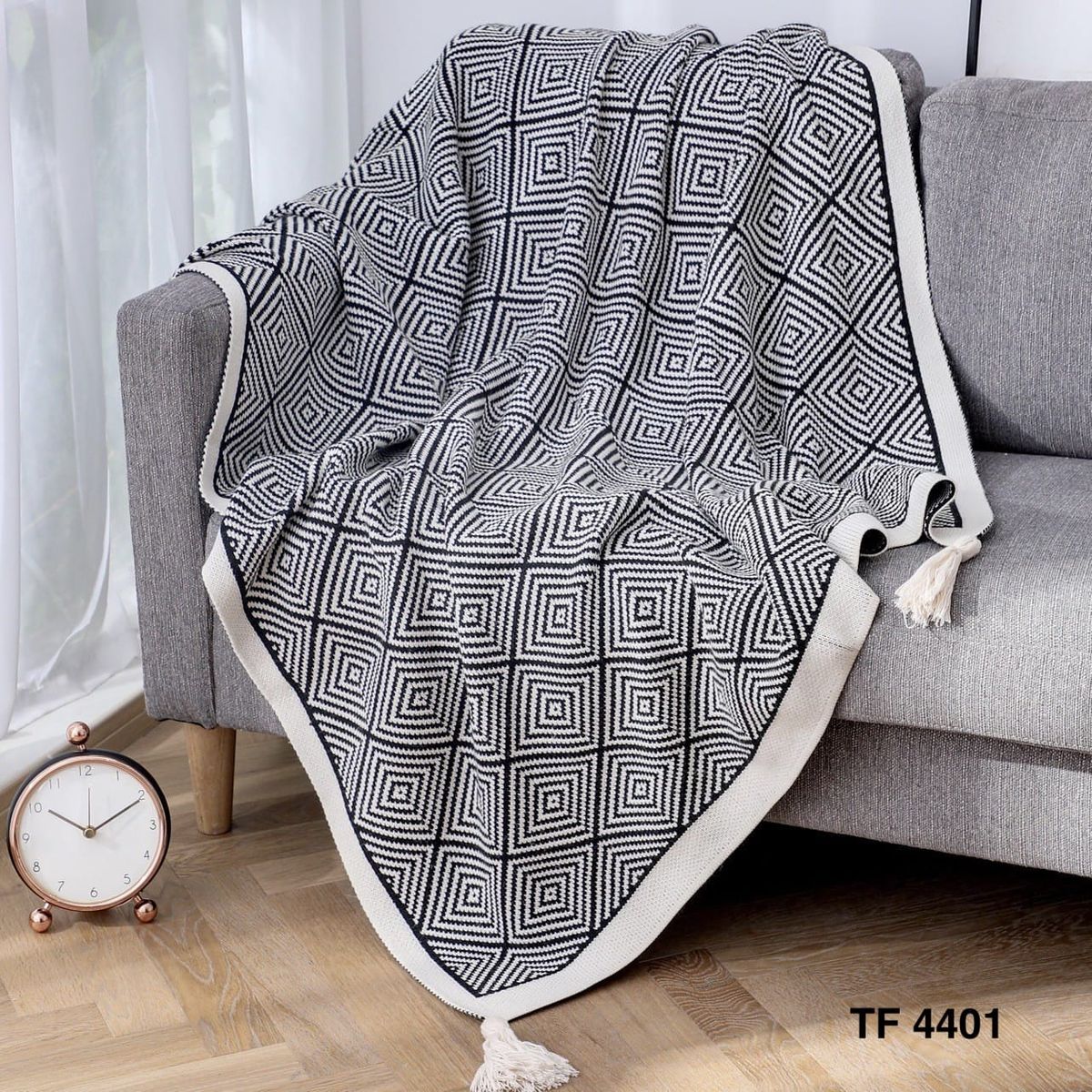 GENERICO - ELEGANTES MANTAS DECORATIVAS CON DISEÑ GEOMETRICO ESTILO NORDICO