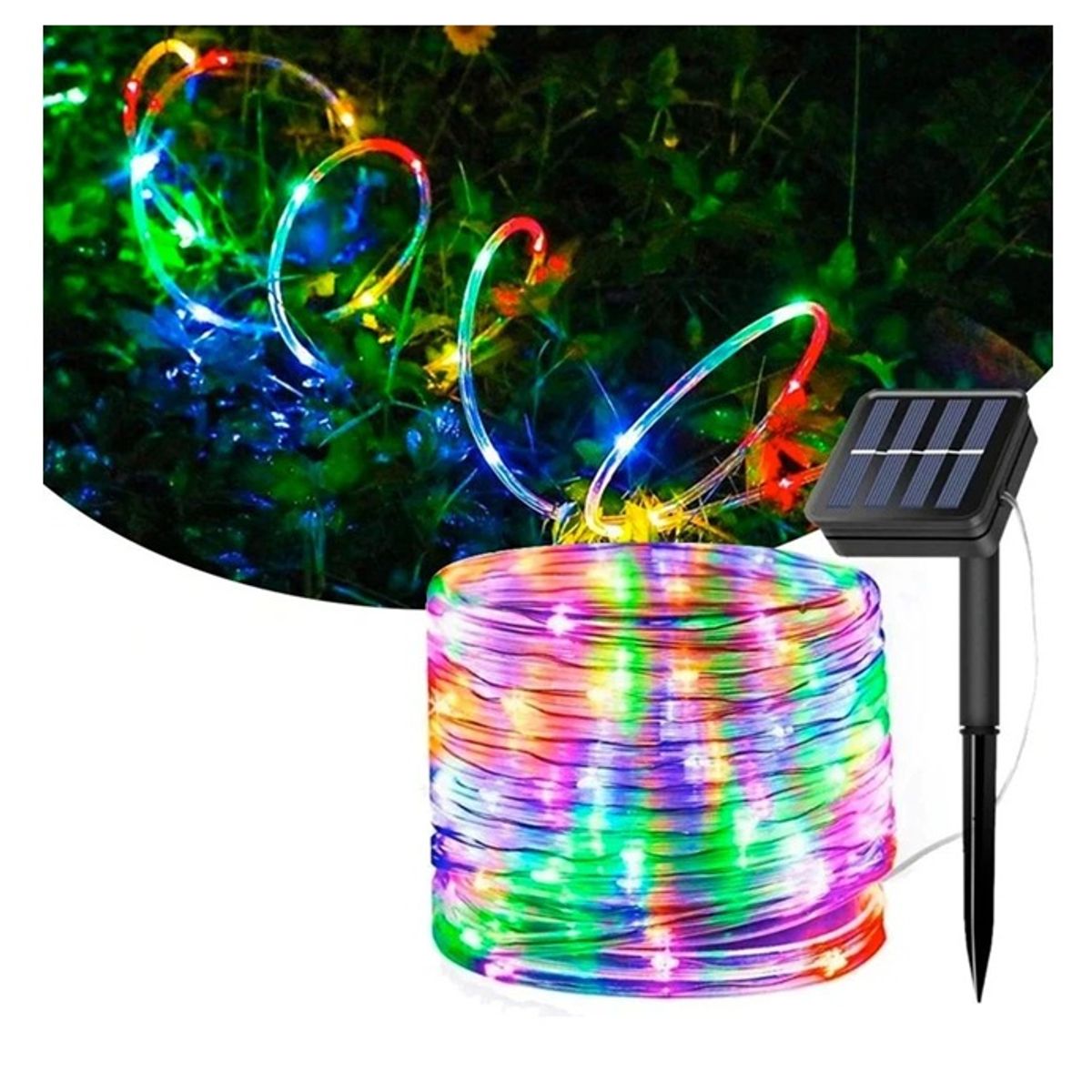 GENERICO - Manguera Tubo Led Solar Tubo Flexible 10 Metros Multicolor