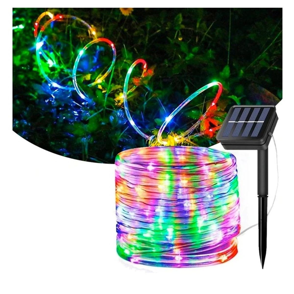 GENERICO - Manguera Tubo Led Solar Tubo Flexible 10 Metros Multicolor