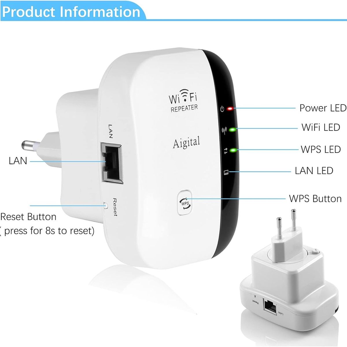 GENERICO - Repetidor Amplificador Señal Wifi 300 mbps Wifi extensor