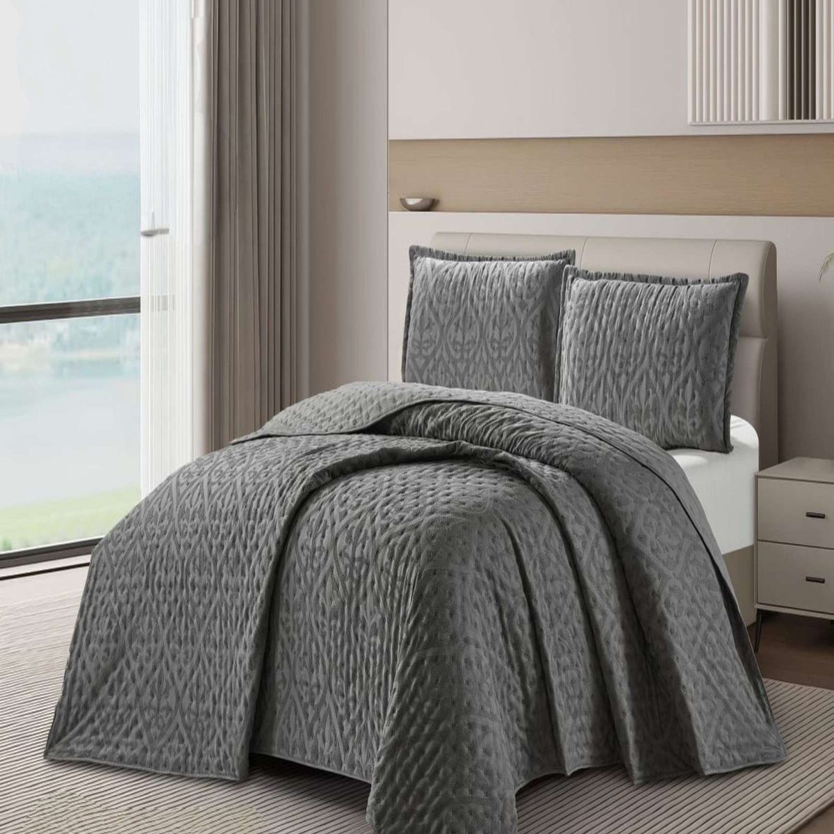 GENERICO - Cubrecama Quilt Delgado 2 plazas con relieves de Tufting