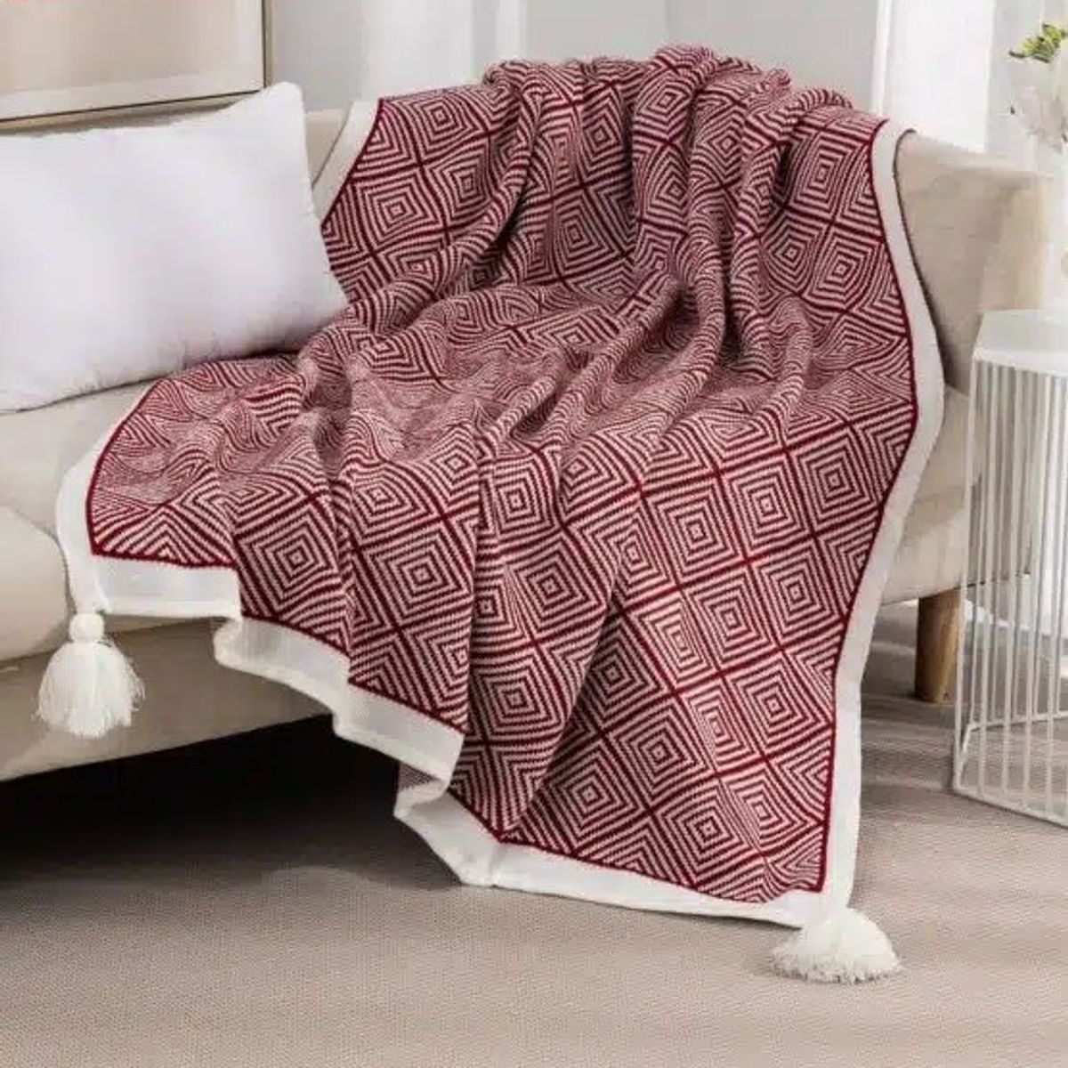 GENERICO - ELEGANTES MANTAS DECORATIVAS CON DISEÑ GEOMETRICO ESTILO NORDICO