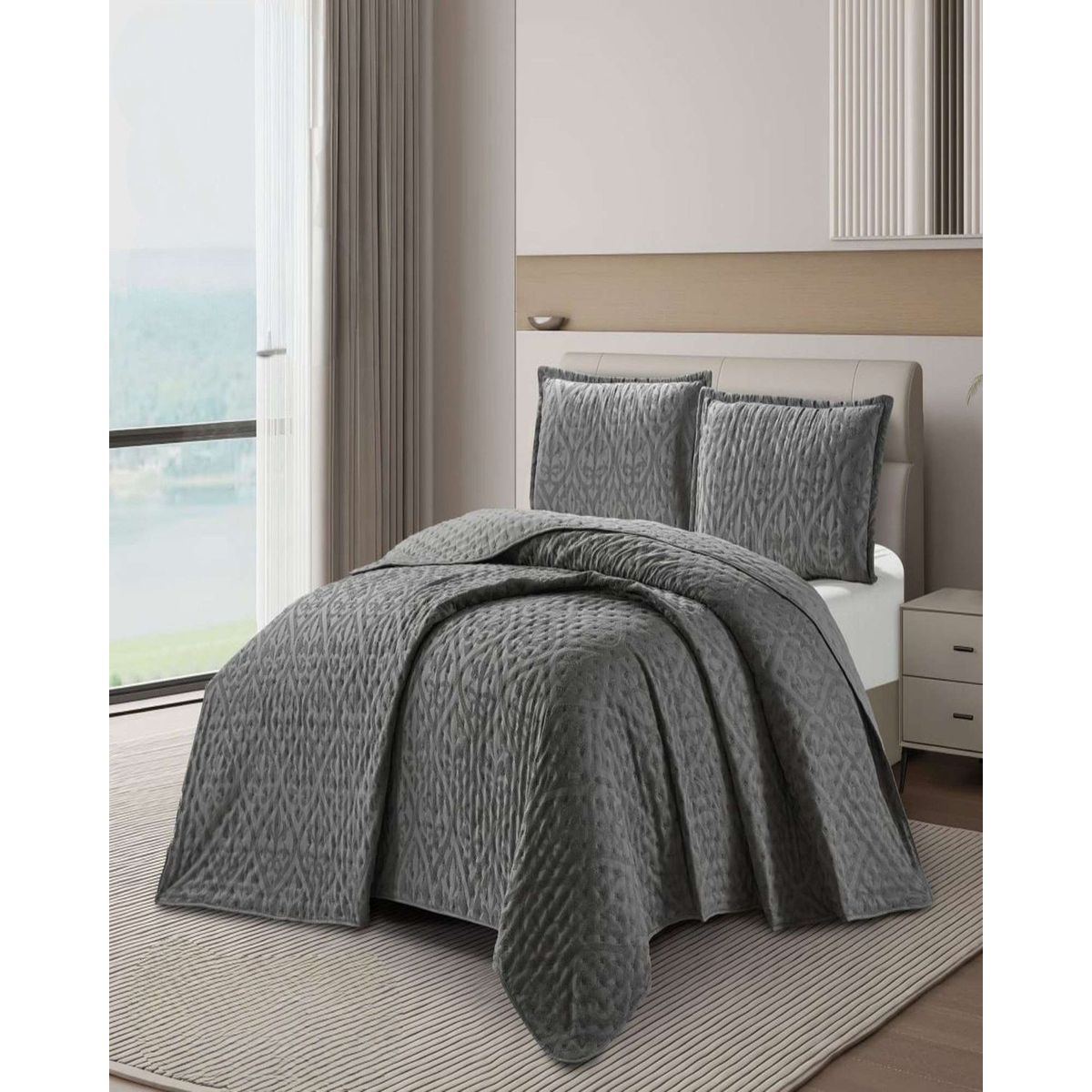 GENERICO - Cubrecama Quilt Delgado King con relieves de Tufting