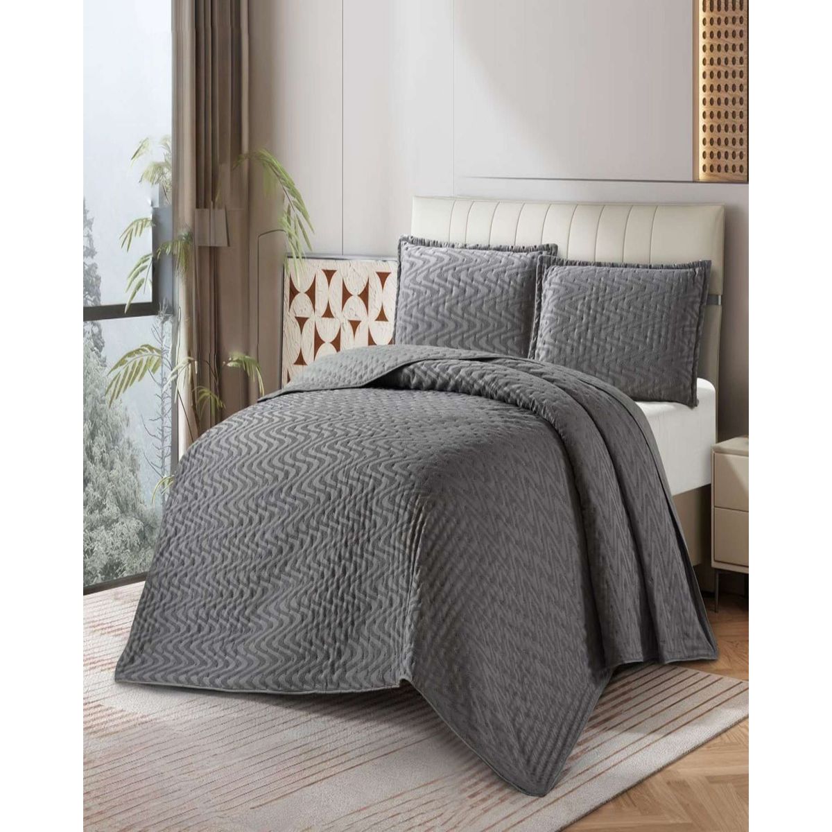 GENERICO - Cubrecama Quilt Delgado King con relieves de Tufting