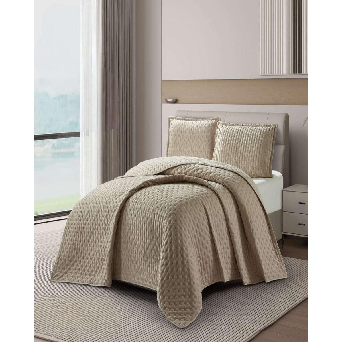 GENERICO - Cubrecama Quilt Delgado King con relieves de Tufting