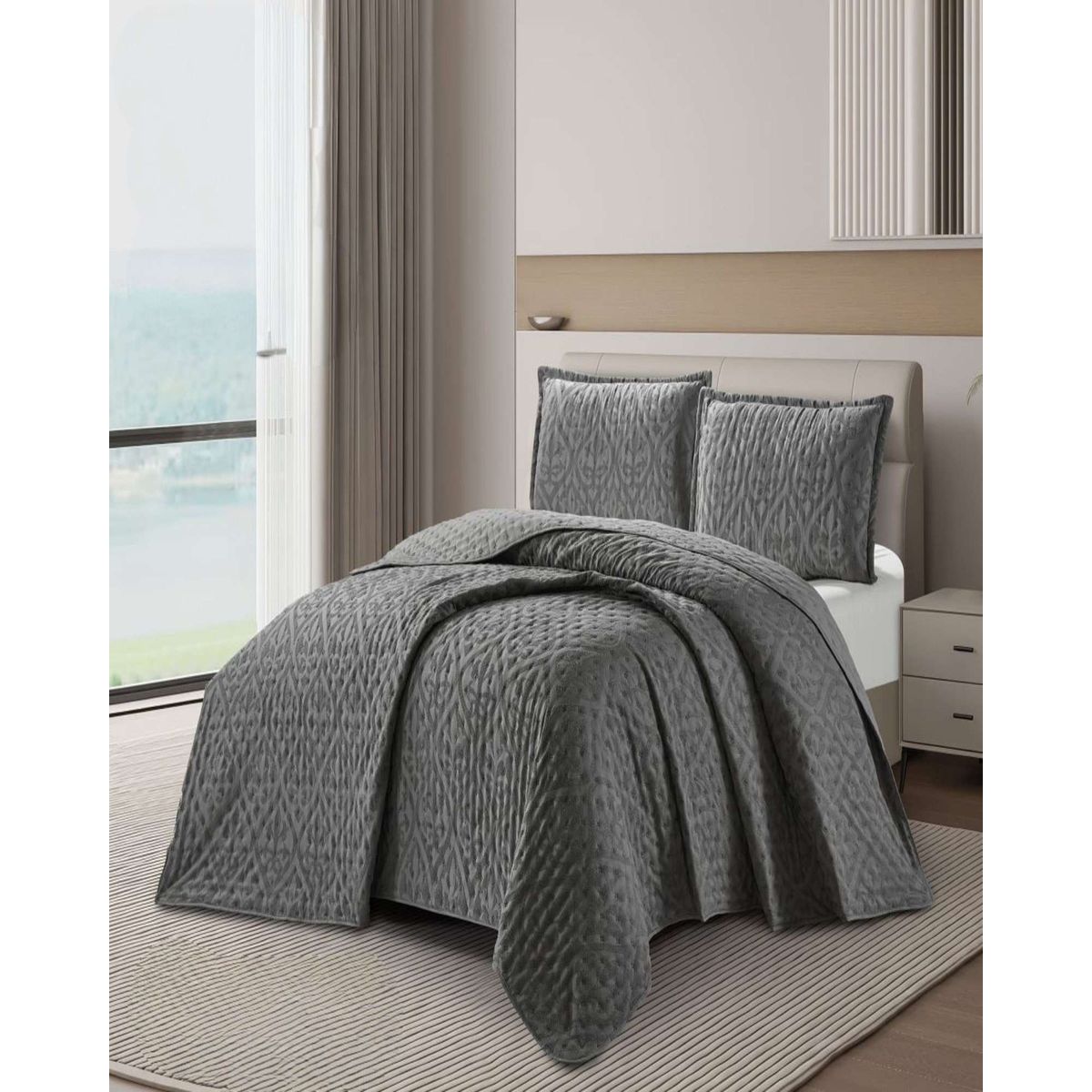 GENERICO - Cubrecama Quilt Delgado 2 plazas con relieves de Tufting