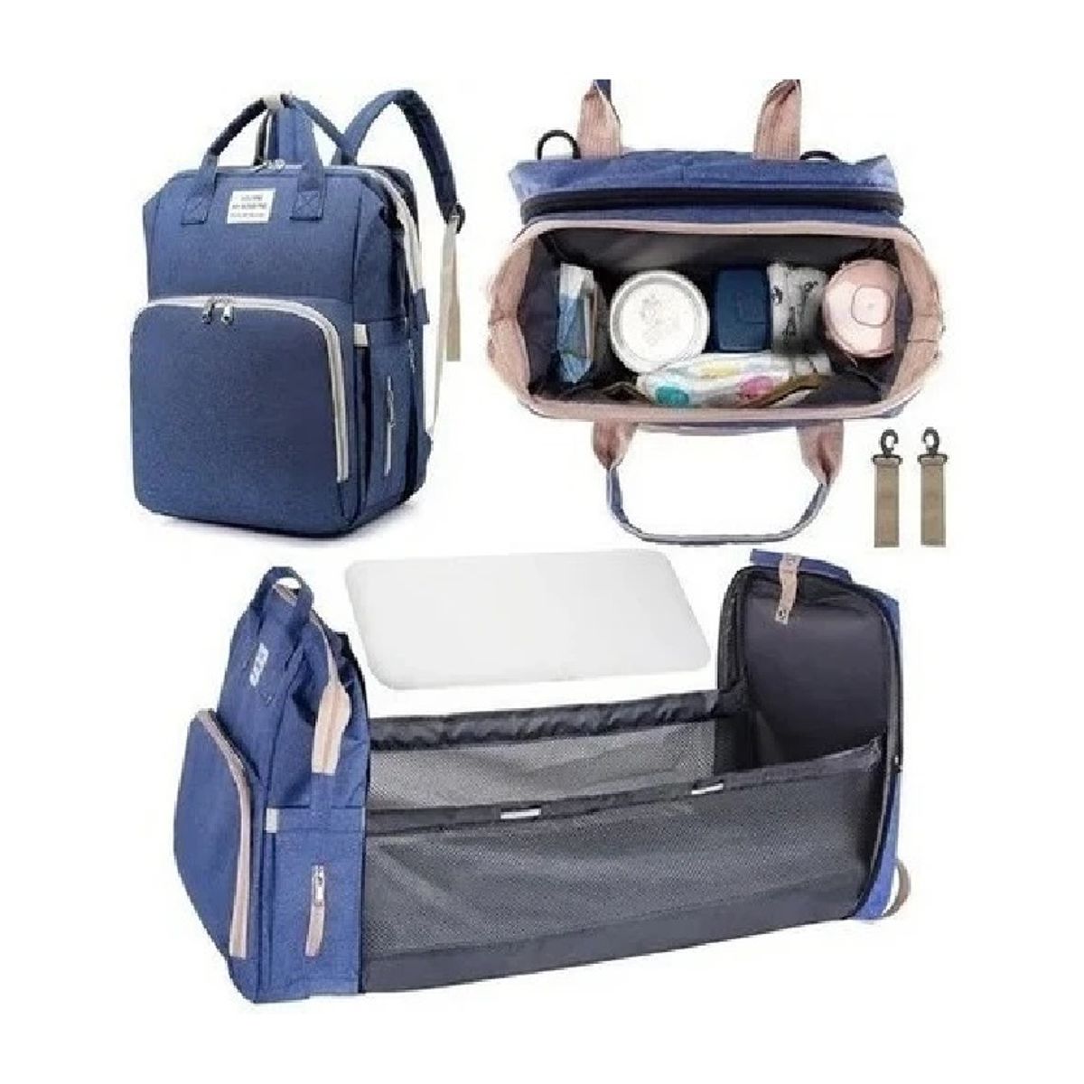GENERICO - Mochila 3 En 1 Pañalera Mudador Portátil