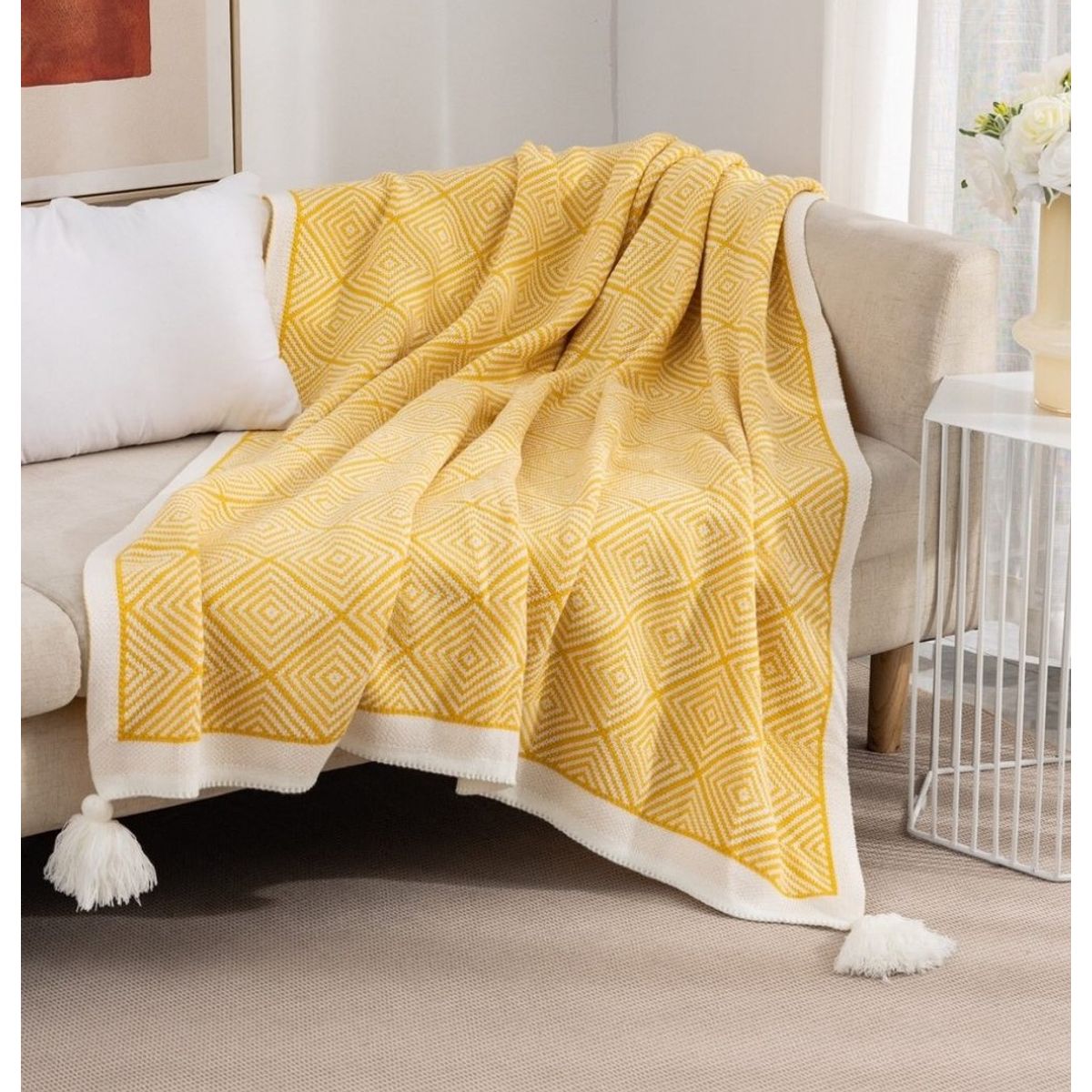 GENERICO - ELEGANTES MANTAS DECORATIVAS CON DISEÑ GEOMETRICO ESTILO NORDICO