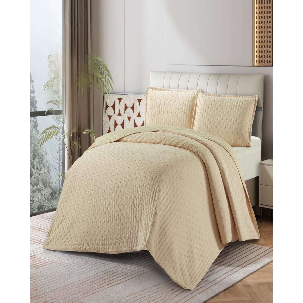GENERICO - Cubrecama Quilt Delgado 2 plazas con relieves de Tufting