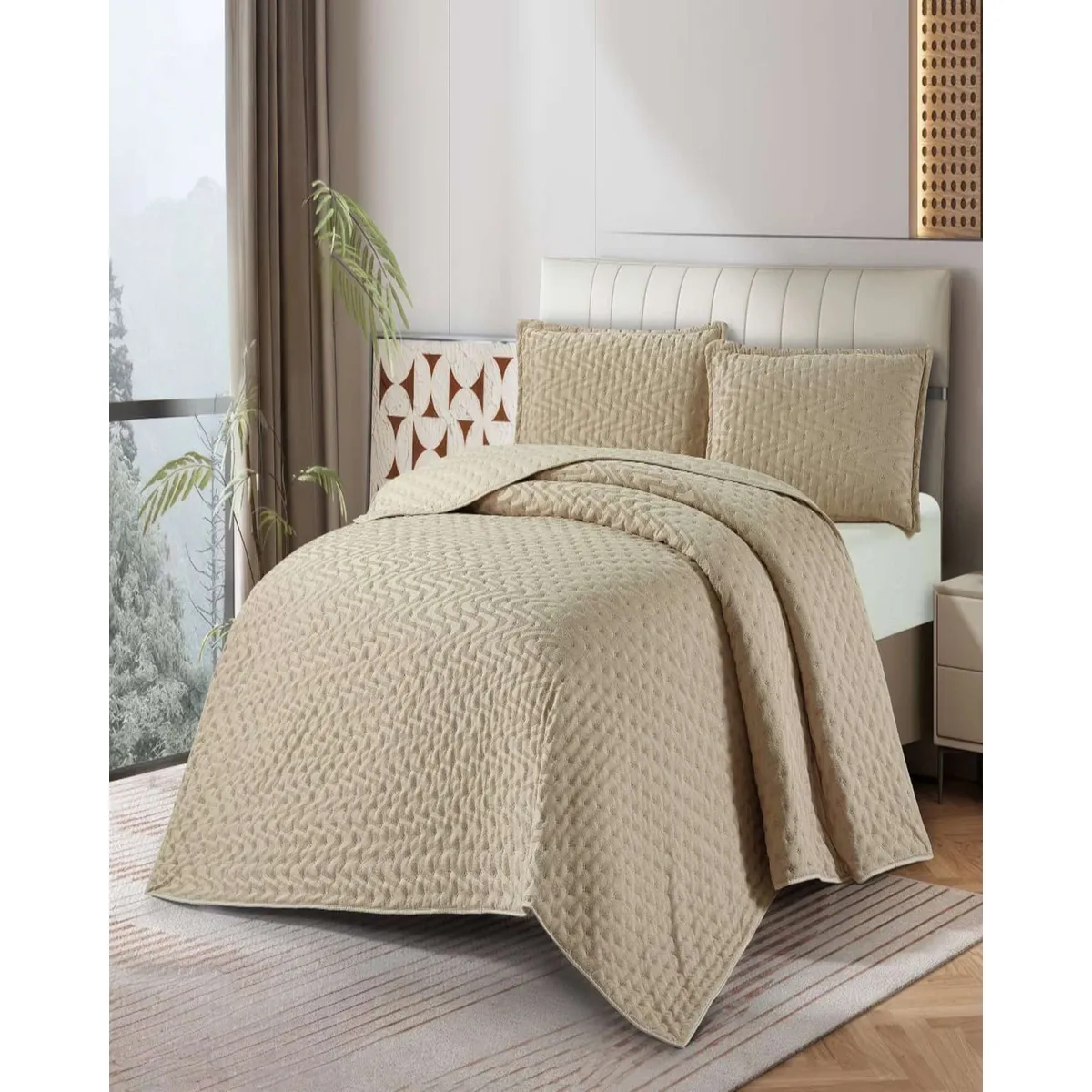 GENERICO - Cubrecama Quilt Delgado 2 plazas con relieves de Tufting
