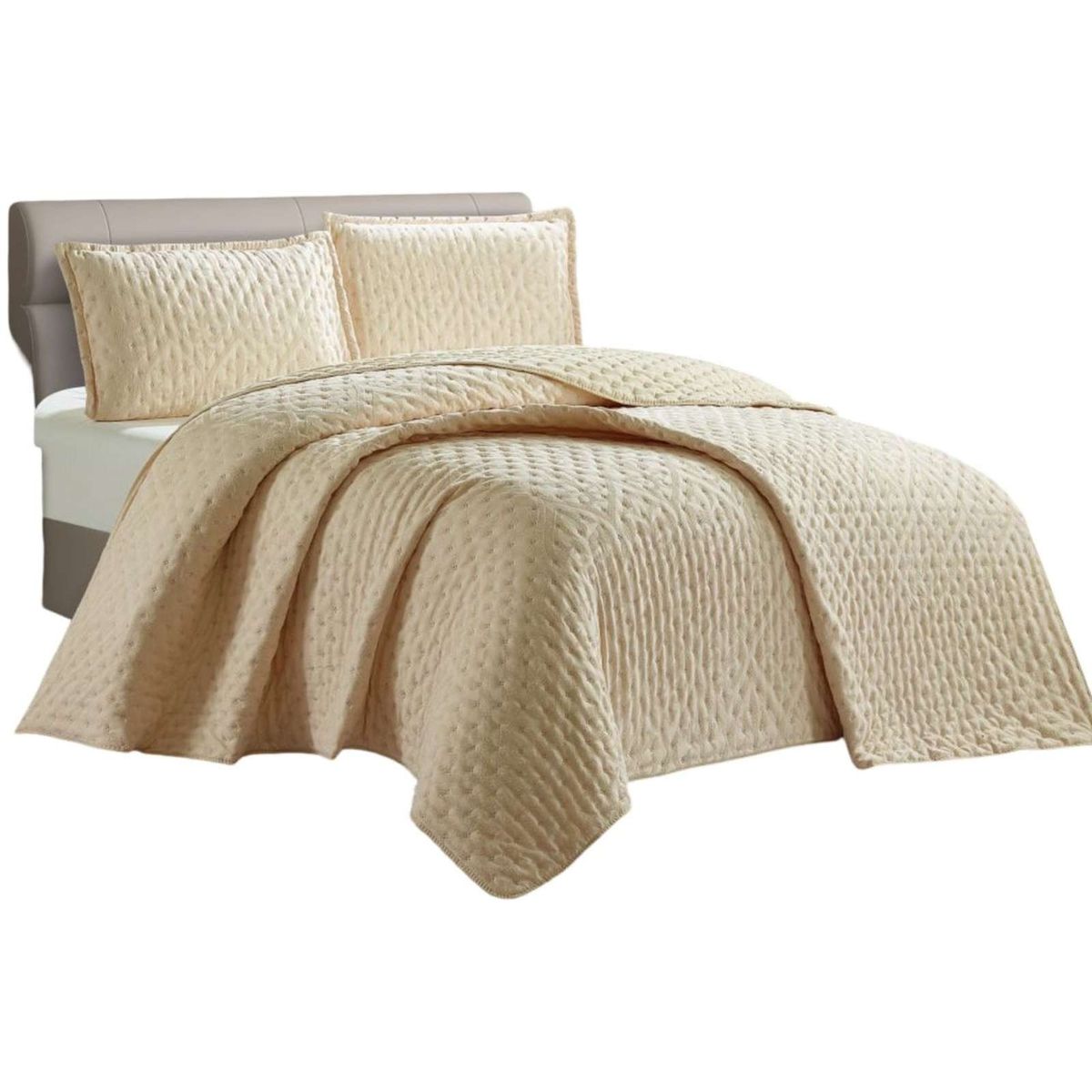 GENERICO - Cubrecama Quilt Delgado King con relieves de Tufting