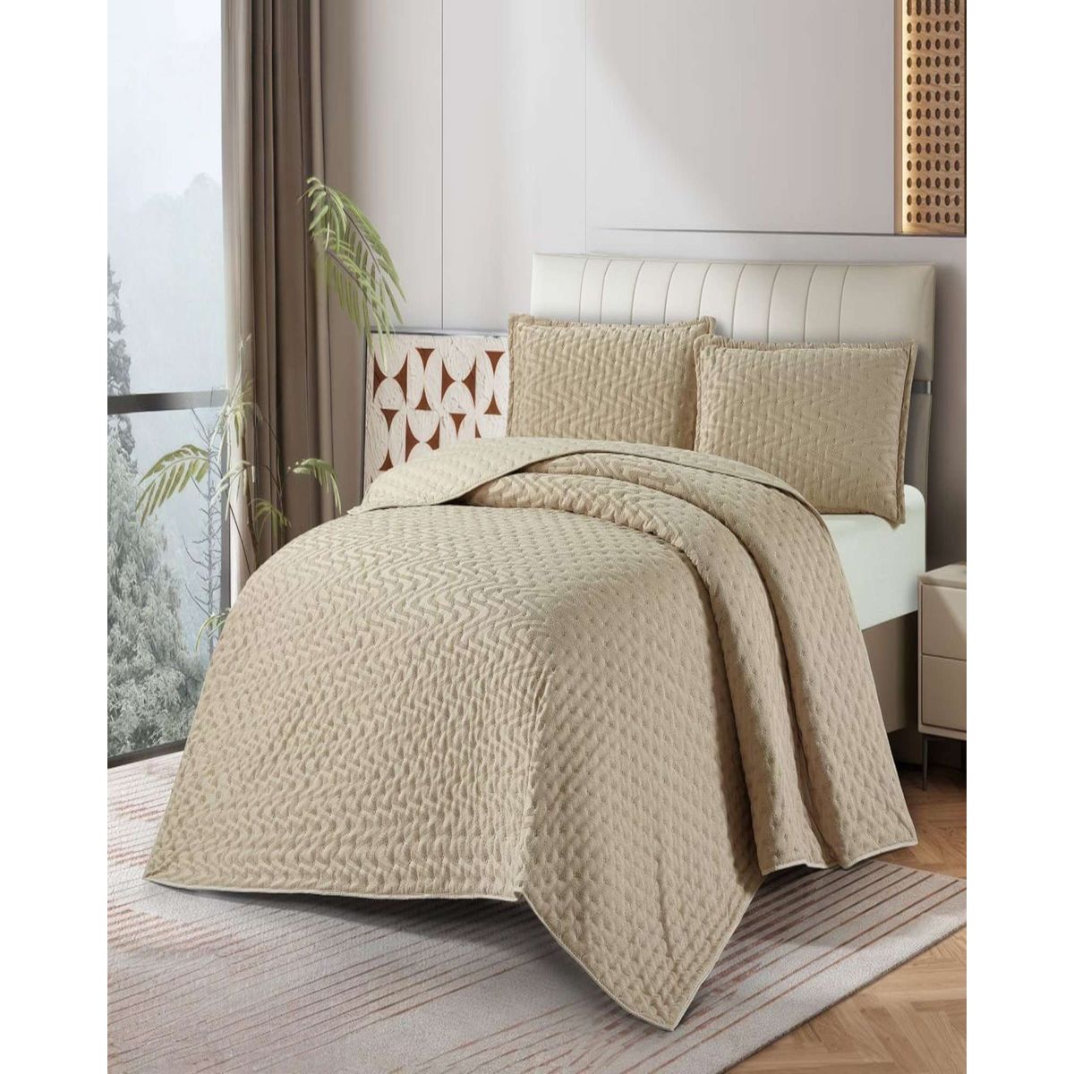 GENERICO - Cubrecama Quilt Delgado King con relieves de Tufting