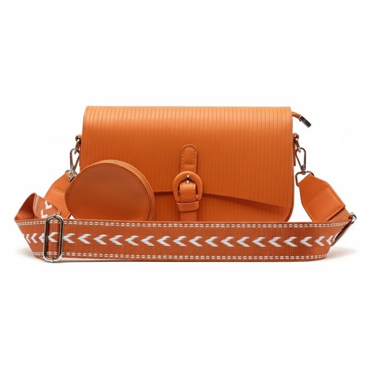 BOVINITA - Cartera Mujer Bandolera Naranja Monedero Correa Ajustable