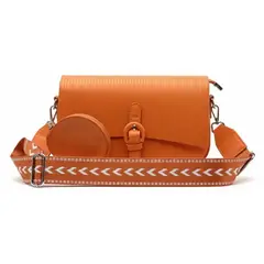 BOVINITA - Cartera Mujer Bandolera Naranja Monedero Correa Ajustable