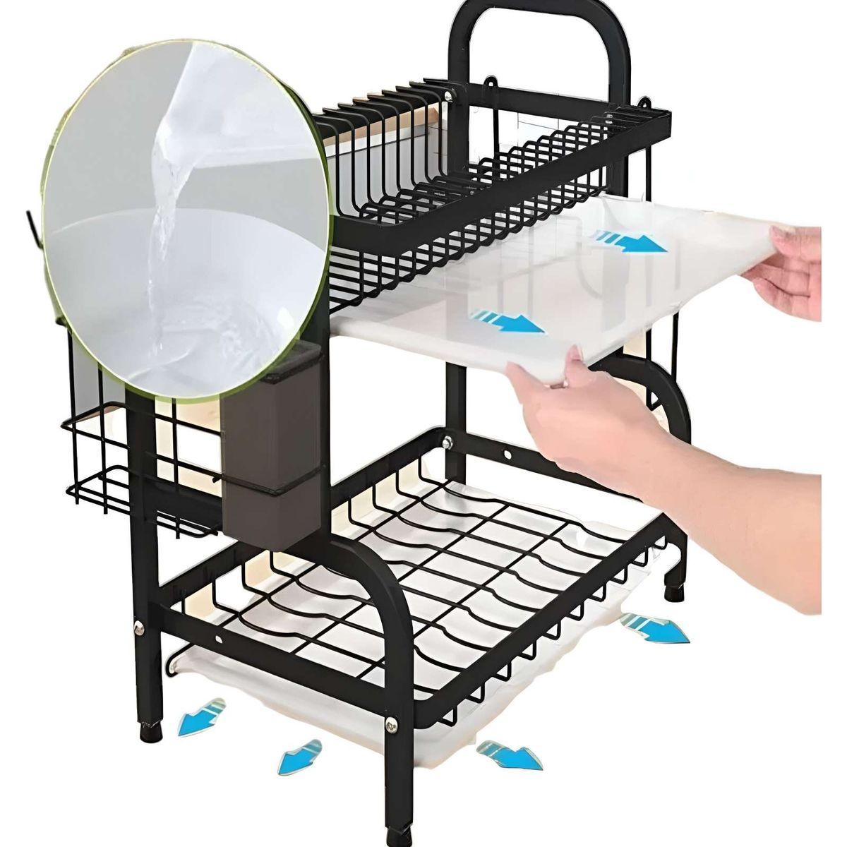 GENERICO - Escurridor de Platos de 2 Niveles KITCHEN Acero Resistente